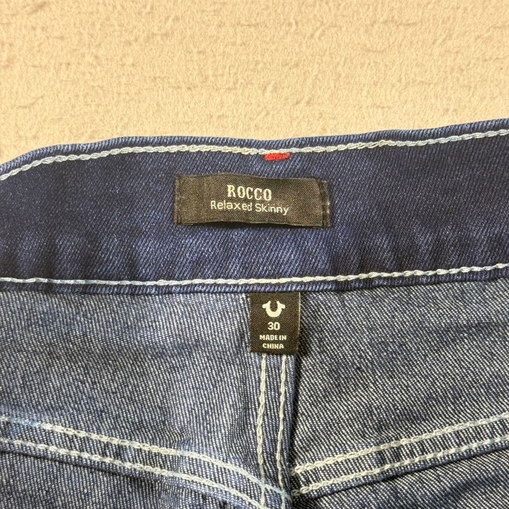 True Religion Rocco Relaxed Skinny Jeans Mens 30 Indigo Blue Denim Stretch - Picture 6 of 16